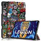 For Lenovo Legion Y700 3-folding Magnetic Buckle Coloured Drawing Leather Smart Tablet Case(Graffiti) - 1