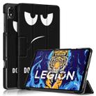 For Lenovo Legion Y700 3-folding Magnetic Buckle Coloured Drawing Leather Smart Tablet Case(Big Eyes) - 1