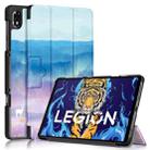 For Lenovo Legion Y700 3-folding Magnetic Buckle Coloured Drawing Leather Smart Tablet Case(Dream Deer) - 1