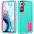 For Samsung Galaxy S23+ 5G 3 in 1 Rugged Holder Phone Case(Blue+Pink) - 1