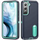 For Samsung Galaxy S23+ 5G 3 in 1 Rugged Holder Phone Case(Dark Blue+Light Blue) - 1