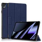 For OPPO Pad 11 inch 3-folding Magnetic Buckle Custer Texture Leather Tablet Case(Dark Blue) - 1