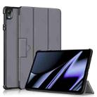 For OPPO Pad 11 inch 3-folding Magnetic Buckle Custer Texture Leather Tablet Case(Grey) - 1