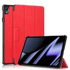 For OPPO Pad 11 inch 3-folding Magnetic Buckle Custer Texture Leather Tablet Case(Red) - 1