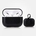 For AirPods Pro Anti-fall Snakeskin Texture PU Leather Protective Case with Carabiner(Black) - 1