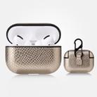 For AirPods Pro Anti-fall Snakeskin Texture PU Leather Protective Case with Carabiner(Gold) - 1