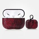 For AirPods Pro Anti-fall Snakeskin Texture PU Leather Protective Case with Carabiner(Red) - 1