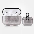 For AirPods Pro Anti-fall Snakeskin Texture PU Leather Protective Case with Carabiner(Silver) - 1