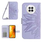 For Honor 50 Lite Skin Feel Sun Flower Pattern Flip Leather Phone Case with Lanyard(Purple) - 1