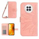 For Honor 50 Lite Skin Feel Sun Flower Pattern Flip Leather Phone Case with Lanyard(Pink) - 1