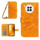 For Honor 50 Lite Skin Feel Sun Flower Pattern Flip Leather Phone Case with Lanyard(Yellow) - 1