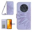 For Honor Magic4 Skin Feel Sun Flower Pattern Flip Leather Phone Case with Lanyard(Purple) - 1