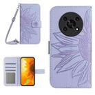 For Honor Magic4 Lite 5G Skin Feel Sun Flower Pattern Flip Leather Phone Case with Lanyard(Purple) - 1