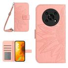 For Honor Magic4 Lite 5G Skin Feel Sun Flower Pattern Flip Leather Phone Case with Lanyard(Pink) - 1