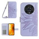 For Honor Magic4 Pro Skin Feel Sun Flower Pattern Flip Leather Phone Case with Lanyard(Purple) - 1