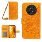 For Honor Magic4 Pro Skin Feel Sun Flower Pattern Flip Leather Phone Case with Lanyard(Yellow) - 1