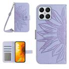 For Honor X8 Skin Feel Sun Flower Pattern Flip Leather Phone Case with Lanyard(Purple) - 1