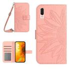 For Huawei P20 Skin Feel Sun Flower Pattern Flip Leather Phone Case with Lanyard(Pink) - 1