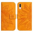 For Huawei P20 Skin Feel Sun Flower Pattern Flip Leather Phone Case with Lanyard(Yellow) - 2