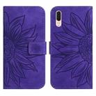 For Huawei P20 Skin Feel Sun Flower Pattern Flip Leather Phone Case with Lanyard(Dark Purple) - 2