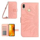 For Huawei P20 Lite Skin Feel Sun Flower Pattern Flip Leather Phone Case with Lanyard(Pink) - 1