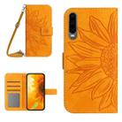 For Huawei P30 Skin Feel Sun Flower Pattern Flip Leather Phone Case with Lanyard(Yellow) - 1