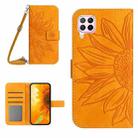 For Huawei P40 Lite Skin Feel Sun Flower Pattern Flip Leather Phone Case with Lanyard(Yellow) - 1