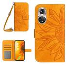 For Huawei P50 Pro Skin Feel Sun Flower Pattern Flip Leather Phone Case with Lanyard(Yellow) - 1