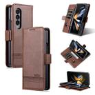 For Samsung Galaxy Z Fold3 5G AZNS Magnetic Calf Texture Horizontal Flip Leather Phone Case(Dark Brown) - 1
