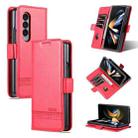 For Samsung Galaxy Z Fold4 AZNS Magnetic Calf Texture Horizontal Flip Leather Phone Case(Red) - 1
