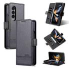 For Samsung Galaxy Z Fold4 AZNS Magnetic Calf Texture Horizontal Flip Leather Phone Case(Black) - 1