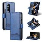 For Samsung Galaxy Z Fold4 AZNS Magnetic Calf Texture Horizontal Flip Leather Phone Case(Dark Blue) - 1