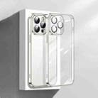 For iPhone 14 Plus Electroplating Glass Phone Case with Lens Film(Silver) - 1