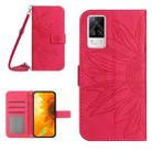 For vivo S9E Skin Feel Sun Flower Pattern Flip Leather Phone Case with Lanyard(Rose Red) - 1