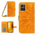 For vivo S10/S10 Pro Skin Feel Sun Flower Pattern Flip Leather Phone Case with Lanyard(Yellow) - 1