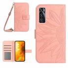 For vivo V20 SE/Y70 Skin Feel Sun Flower Pattern Flip Leather Phone Case with Lanyard(Pink) - 1