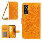 For vivo V20 SE/Y70 Skin Feel Sun Flower Pattern Flip Leather Phone Case with Lanyard(Yellow) - 1