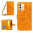 For vivo V23 5G Skin Feel Sun Flower Pattern Flip Leather Phone Case with Lanyard(Yellow) - 1