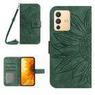 For vivo V23 5G Skin Feel Sun Flower Pattern Flip Leather Phone Case with Lanyard(Green) - 1