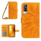 For vivo Y51 2020 India Edition/Y31 Skin Feel Sun Flower Pattern Flip Leather Phone Case with Lanyard(Yellow) - 1