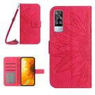 For vivo Y51 2020 India Edition/Y31 Skin Feel Sun Flower Pattern Flip Leather Phone Case with Lanyard(Rose Red) - 1
