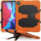 For iPad Pro 12.9 inch (2020) Shockproof Colorful Silicon + PC Protective Tablet Case with Holder & Shoulder Strap & Hand Strap t(Orange) - 1