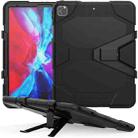 For iPad Pro 12.9 inch (2020) Shockproof Colorful Silicon + PC Protective Tablet Case with Holder & Shoulder Strap & Hand Strap (Black) - 1