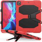 For iPad Pro 12.9 inch (2020) Shockproof Colorful Silicon + PC Protective Tablet Case with Holder & Shoulder Strap & Hand Strap (Red) - 1