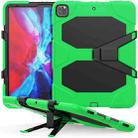 For iPad Pro 12.9 inch (2020) Shockproof Colorful Silicon + PC Protective Tablet Case with Holder & Shoulder Strap & Hand Strap (Green) - 1