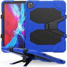 For iPad Pro 12.9 inch (2020) Shockproof Colorful Silicon + PC Protective Tablet Case with Holder & Shoulder Strap & Hand Strap (Dark Blue) - 1