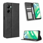 For Realme C33 4G Magnetic Buckle Retro Texture Leather Phone Case(Black) - 1