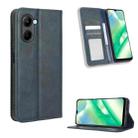 For Realme C33 4G Magnetic Buckle Retro Texture Leather Phone Case(Blue) - 1