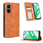 For Realme C33 4G Magnetic Buckle Retro Texture Leather Phone Case(Brown) - 1