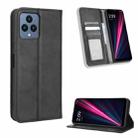 For T-Mobile Revvl 6 5G Magnetic Buckle Retro Texture Leather Phone Case(Black) - 1